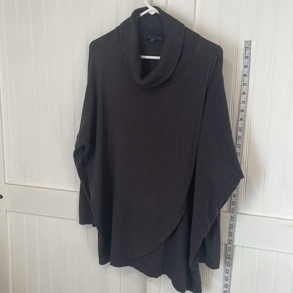 Parkhurst cowl neck, cotton blend,poncho style sweater, gray size S-M